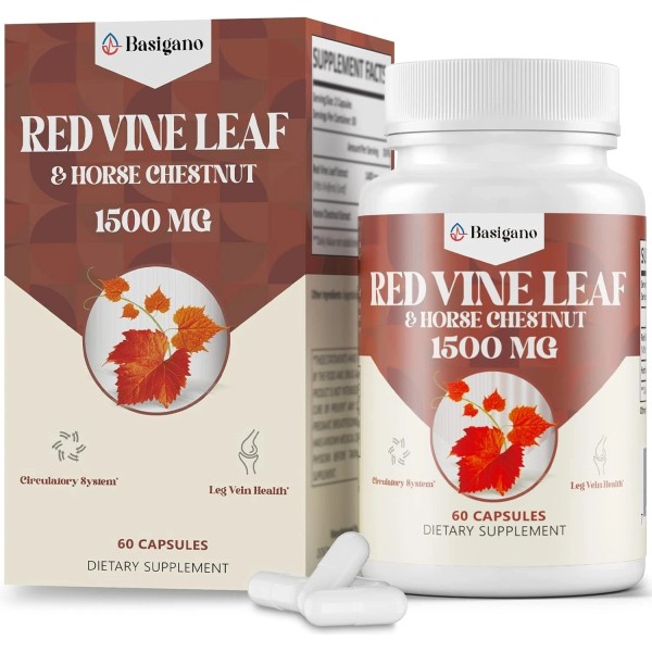Basigano Red Vine Leaf & Horse Chestnut Extract Capsule Supplements