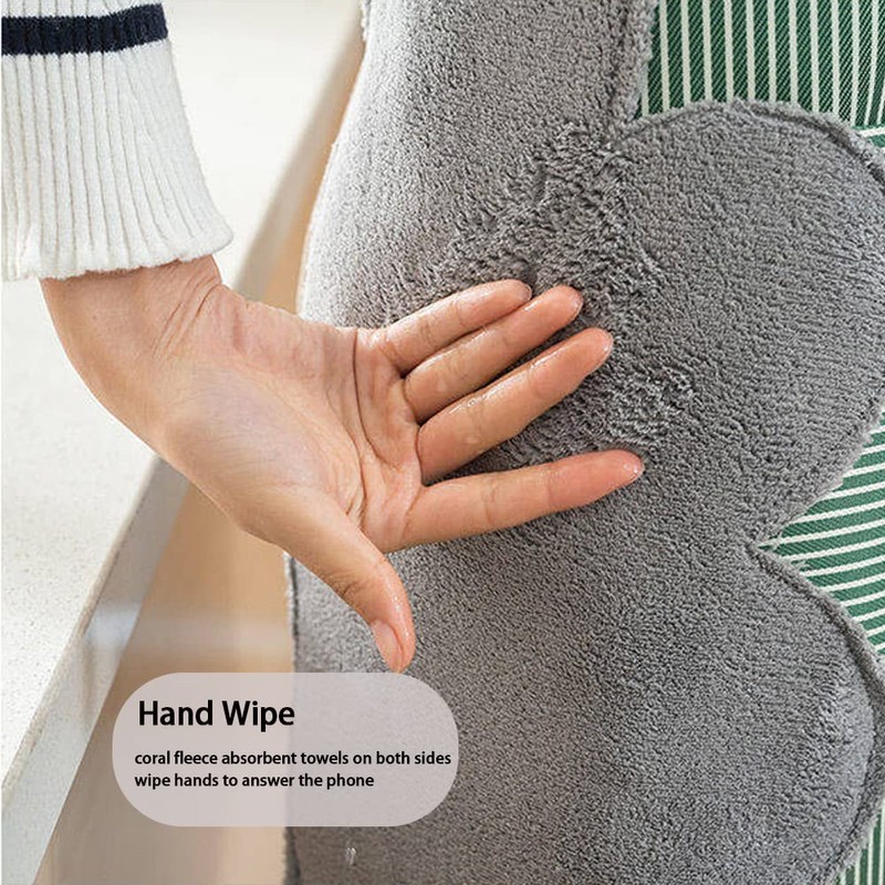 V-shine Women Kitchen Apron with Hand Wipe Pockets Adjustable Neck