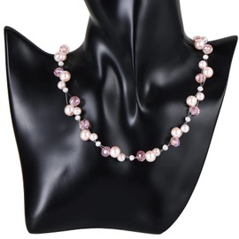 Bulinlin Women's Crystal Pearl Necklace, Silver Boho Statement Choker, Fashion Jewellery, Birthday Gift, Pearl Crystal Glass, No Gemstone