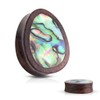 Pierced Owl Abalone Inlaid Sono Wood Tear Drop Saddle Plugs,