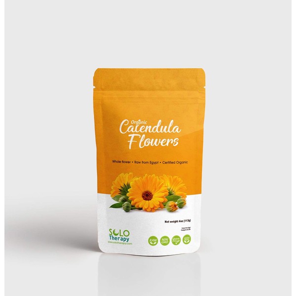 Calendula Flowers | Whole | 4oz Resealable Bag | 100% Raw From Egypt | Flores De Calendula | Herbal Tea (Calendula Flowers)
