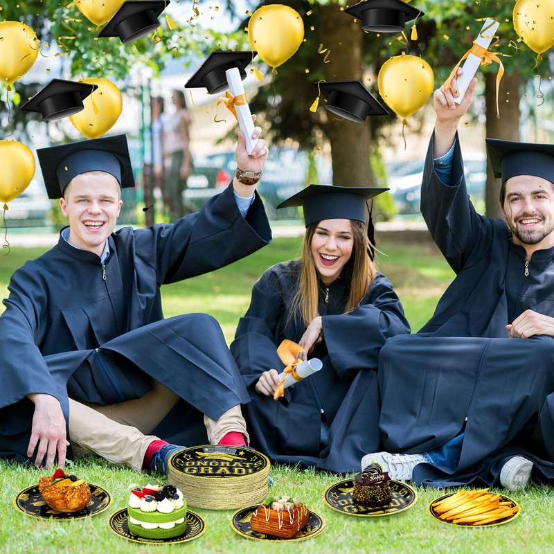 Fourluoo 96 Pcs Graduation Paper Plates Class of 2025 7
