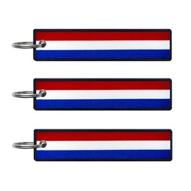 JAVD Netherlands Flag Keychain Tag with Key Ring - Keys, Cars, Motorcycles, Backpacks, Luggage and Gifts - EDC (3 Pack)
