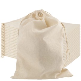 SEUNMUK 20 Pcs Large Cotton Muslin Bags, 30 x 20cm Cotton Produce Storage with Drawstring Reusable Storage Bags for Gift Tea Jewelry Wedding Party Favors, Birthday