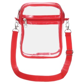 sourcing map Clear Crossbody Purse Bag, Stadium Approved Clear Waterproof Backpack Shoulder Bag with Front Pocket for Men and Women, Concerts Stadium Events Sports Festivals, Red 15x4.6x20cm