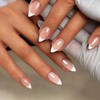Uñas postizas almendradas con punta francesa corta y pegamento, uñas