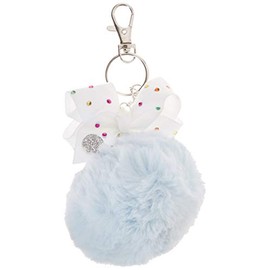JOJOSIWA Faux Fur Ball Clip Keychain with Rhinestone Bow x 4, Hot Pink
