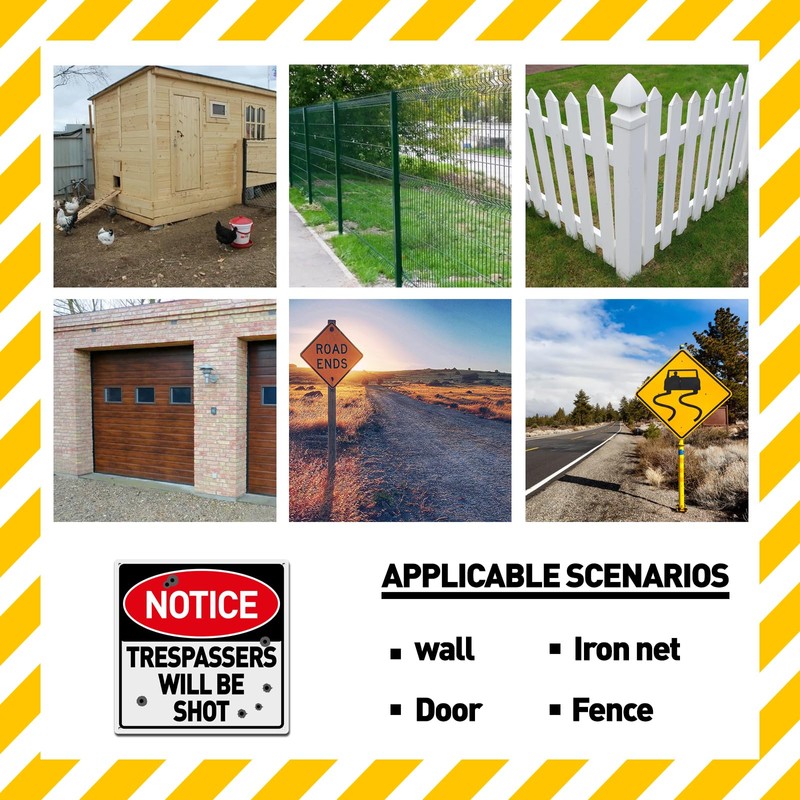 BTHUKO Notice Trespassers Will Be Shot Aluminum Composite Outdoor Sign