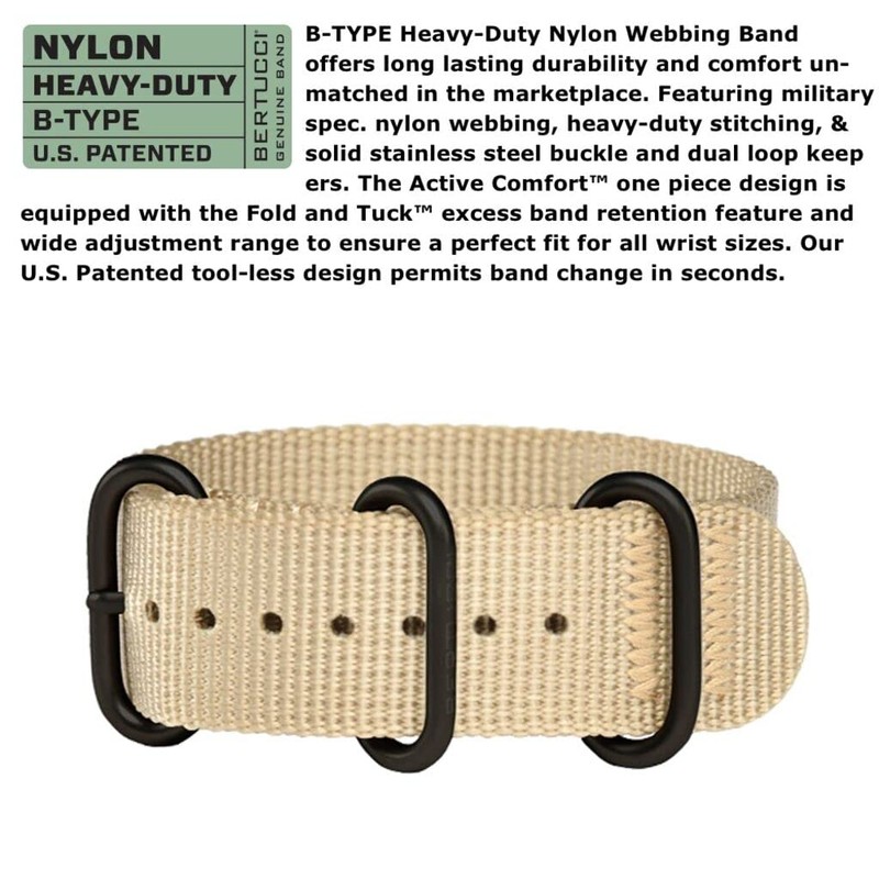 Bertucci A-2t Vintage - Black Dial- 124b Defender Khaki Nylon