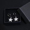 925 Sterling Silver Big Star Rhinestone Hoop Dangle Earrings for