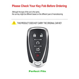 YONUFI Key Fob Cover for Chevy Leather Key Case Keychain for Equinox Malibu Camaro Cruze Blazer Traverse Trax Car Key Holder (Black, 5 Buttons)