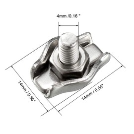 uxcell 5 Pcs 304 Stainless Steel Single Wire Rope Clip Cable Clamp for 1mm-1.5mm Rope