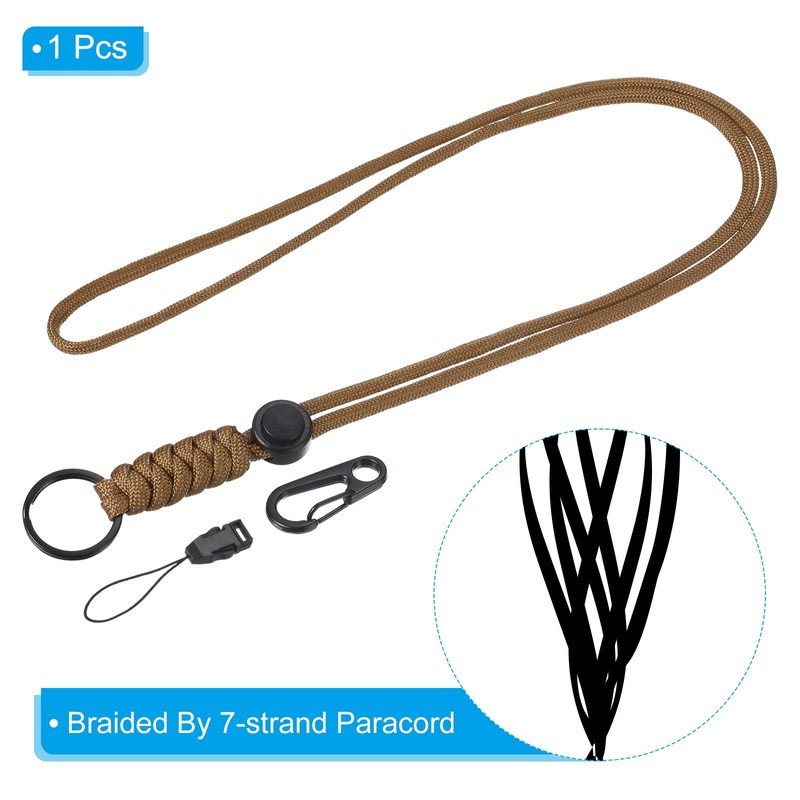 [PATIKIL] Paracord Lanyard 520mm Necklace Keychain Cord Metal Clasp Hook
