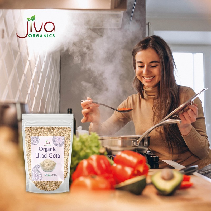 Jiva Organic Urad Gota 2 LB Bag (Whole Urid White)