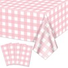 4 Pack Pink Gingham Tablecloths, Pink and White Checkered Tablecloths