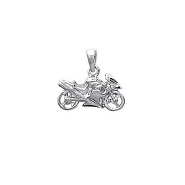 NKlaus Solid Biker 925 Sterling Silver Motorcycle Chain Pendant Men's 25 x 14 mm 5064, Sterling Silver, No Gemstone