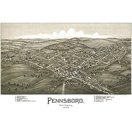Pennsboro, West Virginia - 1899 - Aerial Bird's Eye View Map Poster