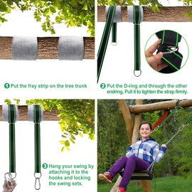 Qobobo Swing Attachment Beam Swing Attachment Tree Hammock Attachment Swing Suspension Hanging Chair Swing Attachment 150 cm x 5 cm Straps for Swing Holds up to 1000 kg
