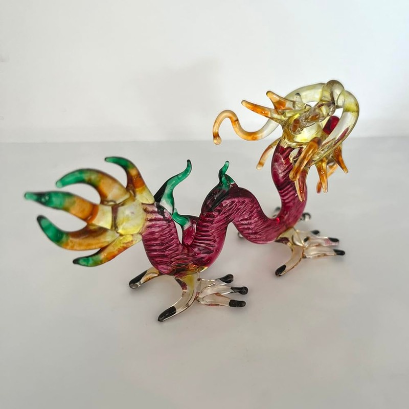 VIE Naturals Hand Blown Glass Sculpture, Dragon