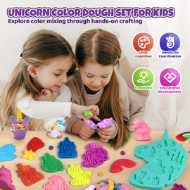 Modelling Clay from 3 Years for Children, Unicorn Theme Play Colour Dough Clay Accessories Arts and Crafts Kit with 11 Pieces Clay Accessories, Holiday Birthday Education Toy Clay Set