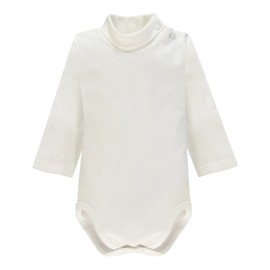 Ellepi Long Sleeve Warm Cotton High Neck Bodysuit Girls Boys Months White Cream Red Blue Grey Black Light Blue, Cream Grey Red