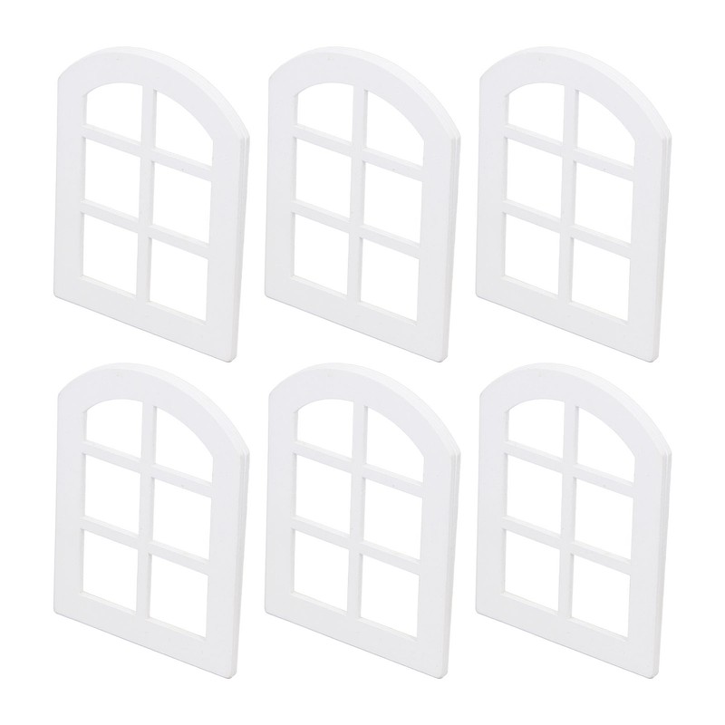 6PCS Dollhouse Windows Miniature Window Frame Ornament 1:12 Scale Dollhouse