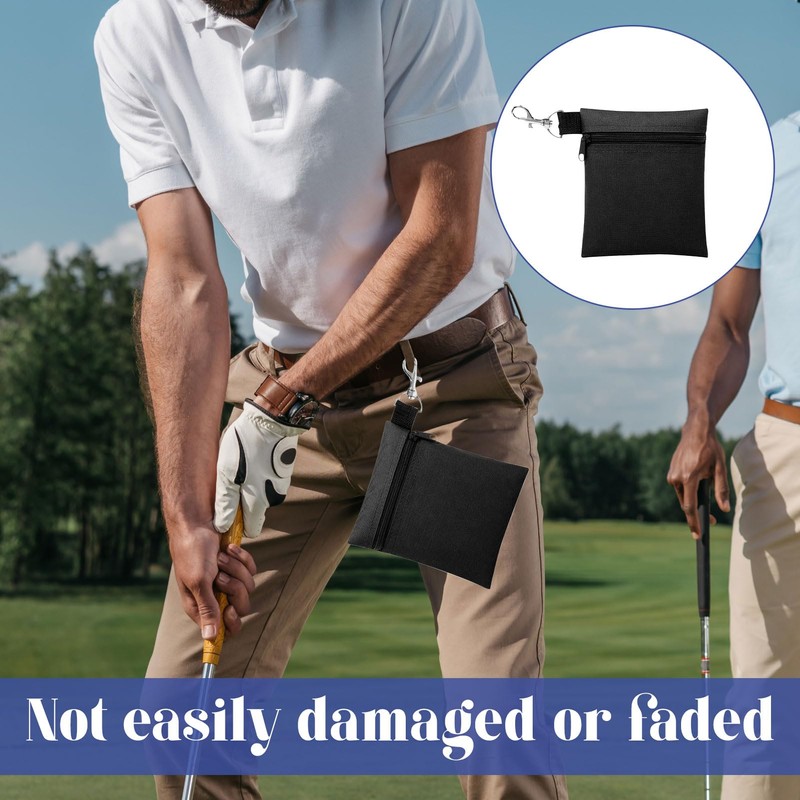 Eophmi Golf Tee Bag Pouch, Black Zipper Storage Bag with
