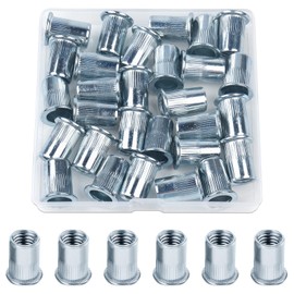 Pack of 30 Rivet Nuts M10, Jeboler Blind Rivet Nuts M8 Flat Head Retractable Nuts Threaded Rivets Galvanised Steel Sleeve Nut Rivet Nutsert Threaded Sleeve for Metal Plates Pipes etc.