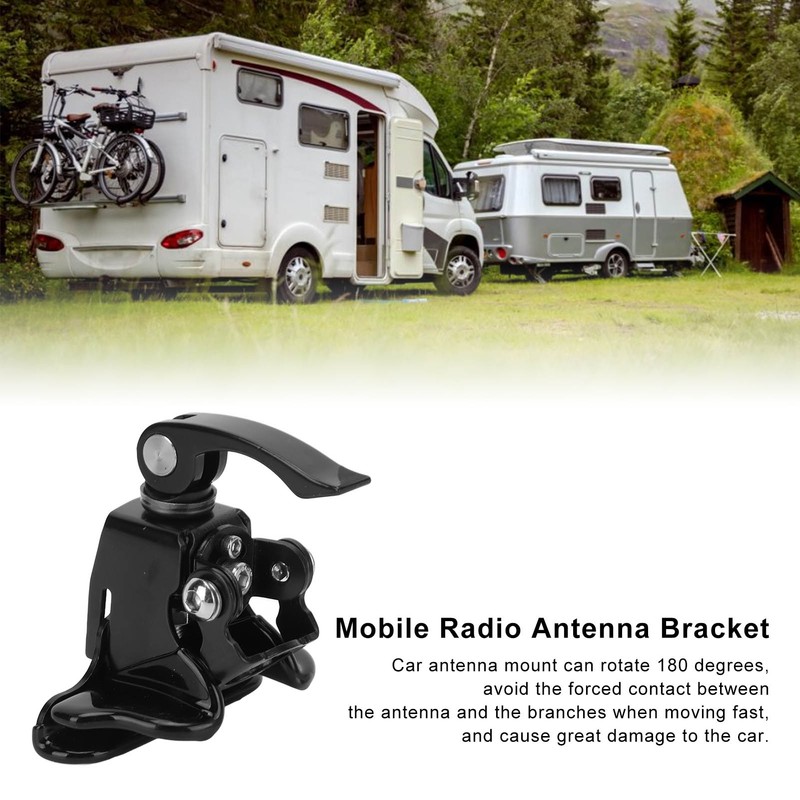 Radio Antenna Mount Bracket 180° Rotatable Stainless Steel Rustproof Black