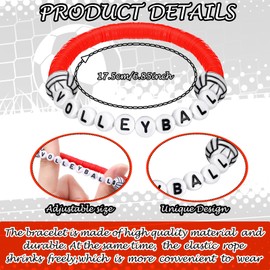Trnayi 24 Pcs Volleyball Bracelets Sport Party Favors Charm Volleyball Bracelet Stackable Clay Beaded Bracelets for Senior Night Gifts Teens Team Party Decor (Red)