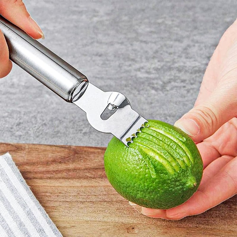 Alnicov Two-in-one Multipurpose Lemon Zester with Channel,Stainless Steel Fruit Peel