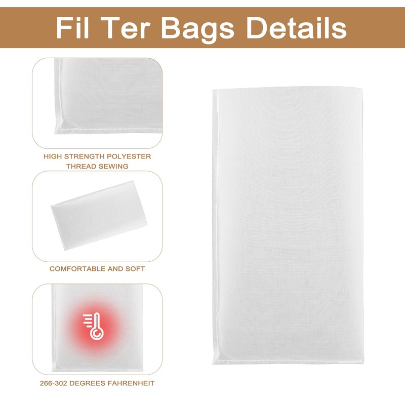 90 Micron Food Grade Nylon Tea Filter Bags 2.5"x4.5" Pressable