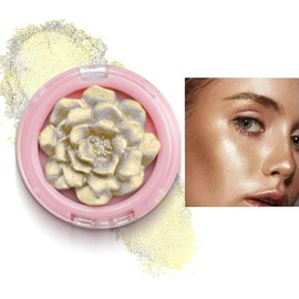 Paleta De Resaltadores, Rubor De Rosa 3D, Maquillaje Facial Resaltador Con Luminizador Corporal, Polvo Facial Brillante Con Brillo Corporal, Maquillaje Resaltador Brillante De Larga Duración (#2, m)
