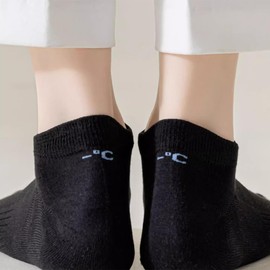 [FQZMQBQ] Ankle Socks, Men's, Cooling Socks, Black, Cotton, Non-stuffy, Thin, Mesh, Breathable, Sports, Odor Resistant, Sweat Absorbent, Quick Drying, Short Socks, Summer, 3 Pairs, 9.4 - 11.0 inches