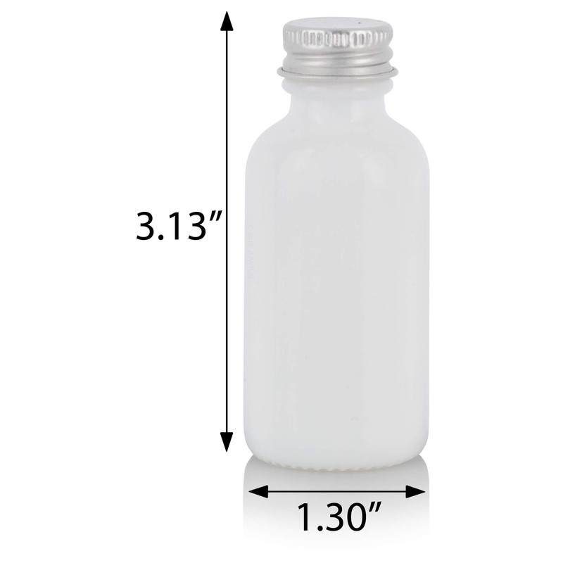 JUVITUS 1 oz Opal White Glass Boston Round Bottle with