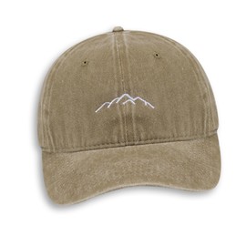 Gkhlg 1 Piece Washed Cotton Dad Cap with Classic Embroidered Mountain Pattern Baseball Caps Adjustable for Men Women Vintage Baseball Caps for Outdoor Activities Like Golf Running Hiking (Khaki)