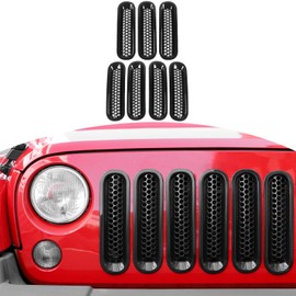 RT-TCZ for Wrangler JK Grille Inserts Trim Cover Mesh Black for Jeep Wrangler JK JKU 2007-2017 Black Exterior Accessories 7pcs