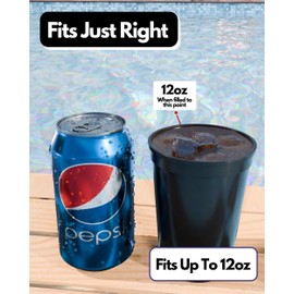 PartyPrints 100 Pack 10 to 12 Oz Black Reusable Blank Plastic Cups, Stadium Cups Bulk – BPA Free Dishwasher Safe Party Cups, Colored Cups Perfect for Party, Wedding, Birthday Graduation, Clubs