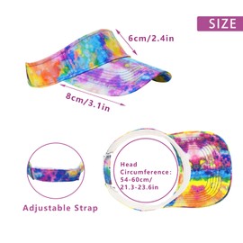 2 Pieces of Tie Dye Sun Visor Hats Gradient Colorful Adjustable Sport Visors Cap Visors for Women and Men (One Size)