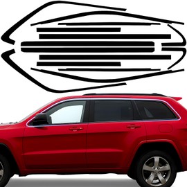 MusTree Chrome Delete Vinyl Wrap Kit fit for 2011-2021 Jeep Grand Cherokee Accessories Side Window Trim with Gloss Black Blackout Film