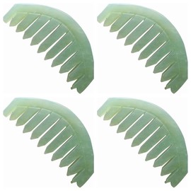 4Pcs Green Nature Jade Stone Massage Comb Traditional Natural Jade Massager Acupuncture Head Therapy Trigger Point Treatment On Head Gua Sha Board Scalp Massagers Manual Scalp Massagers Massage Tools
