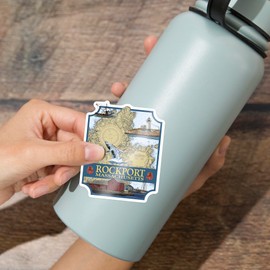 Die Cut Sticker Rockport, Massachusetts, Nautical Chart, Vinyl Sticker 3 to 6 inches, (Waterproof Decal for Cars, Water Bottles, Laptops, Coolers), Large