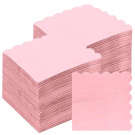 Scettar 140 Pcs Pink Cocktail Napkins, 2-Ply Soft Solid Color Party Serviettes 5 x 5 Inch Light Pink Dessert Napkins for Birthday, Wedding, Baby Shower