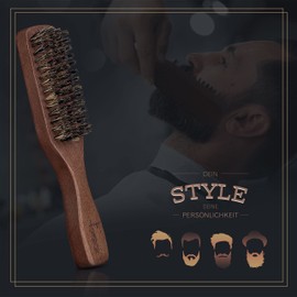 lampox Men's Beard Brush with Boar Bristles with Beech Wood Handle