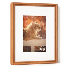RICHFOCUS 8x10 Picture Frame, Natural Solid Teak Wood Picture Frame with High Tempered Glass, Handcrafted Rounded Corner 8 by 10 Wooden Frame Matted to 5x7 Photo for Wall & Tabletop Display