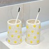 Gaolinci 2 Pcs Ceramic Mouthwash Cup, Daisy Embossed Toothbrush Holder,
