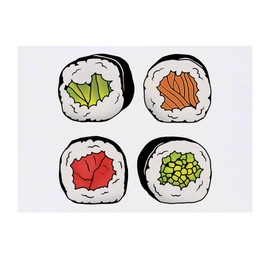 'Sushi Selection' Temporary Tattoo - Water Resistant, Skin-Safe, Non-Toxic Transfer (TO00082831)