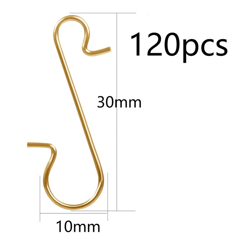 HERZWILD 120pcs Bauble Hooks, Christmas Tree Hooks, Ornament Hooks, Bauble