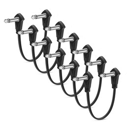 Augioth 6 Pack 6 Inch Guitar Patch Cables S-Shape, 15 cm Black Guitar Pedal Cable Effect Cable Cord, 1/4" inch TS Low Profile Right Angle Patch Cable for Guitar Effect Pedal