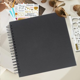 Miaikoe DIY Scrapbook Album 25.5x25.5 cm Hardcover Kraft Blank Paper Scrap Book with 40 Sheets Memory Book for Family Wedding Photography Anniversary (Black)